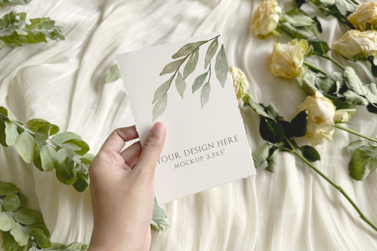 Peach Wedding Invitation Card Mockup psd