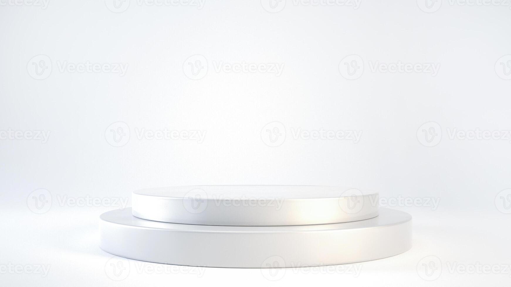 Empty podium or pedestal display on white background with cylinder stand concept 3d rendering. photo