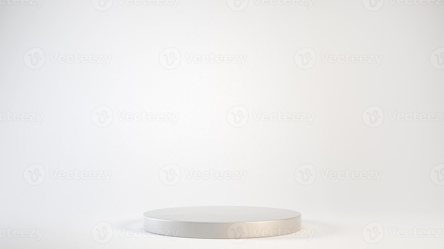 Empty gray podium or pedestal display on white background with cylinder stand concept 3d rendering. photo