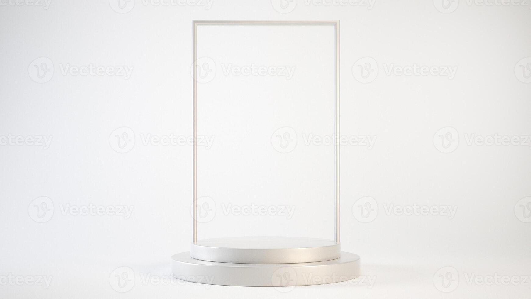 Empty podium or pedestal display on white background with cylinder stand concept 3d rendering. photo