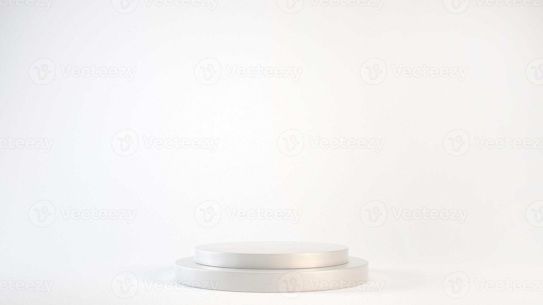 Empty gray podium or pedestal display on white background with cylinder stand concept 3d rendering. photo