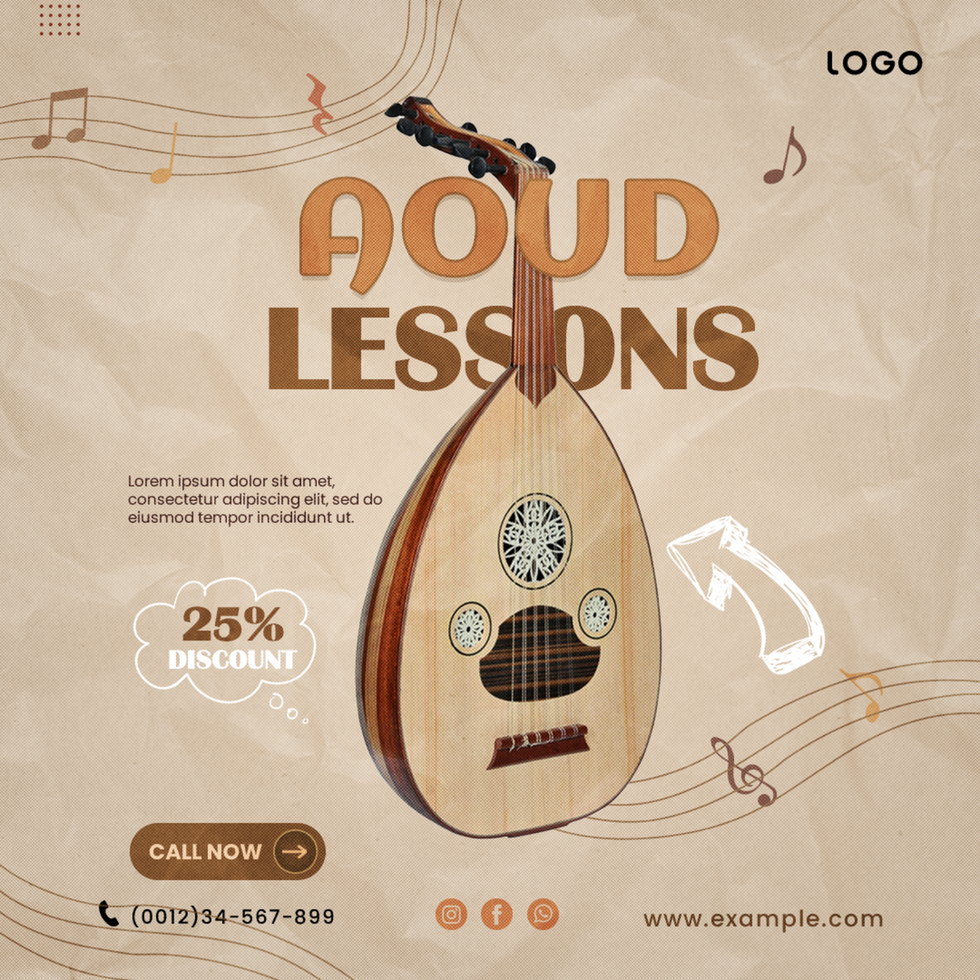 Arabic Oud Lessons Poster Design psd