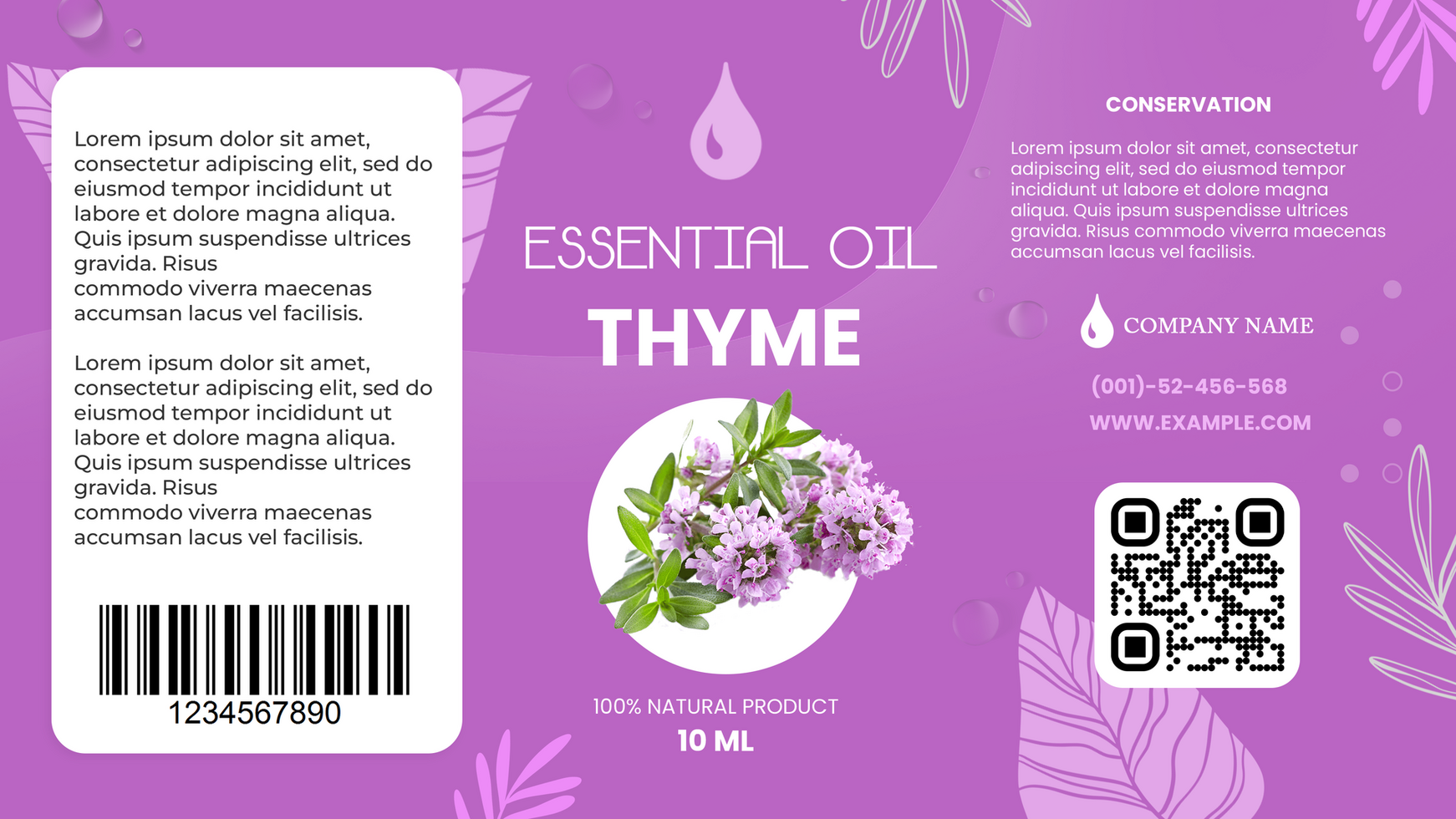 Thyme Essntial Oil sticker design bottle psd