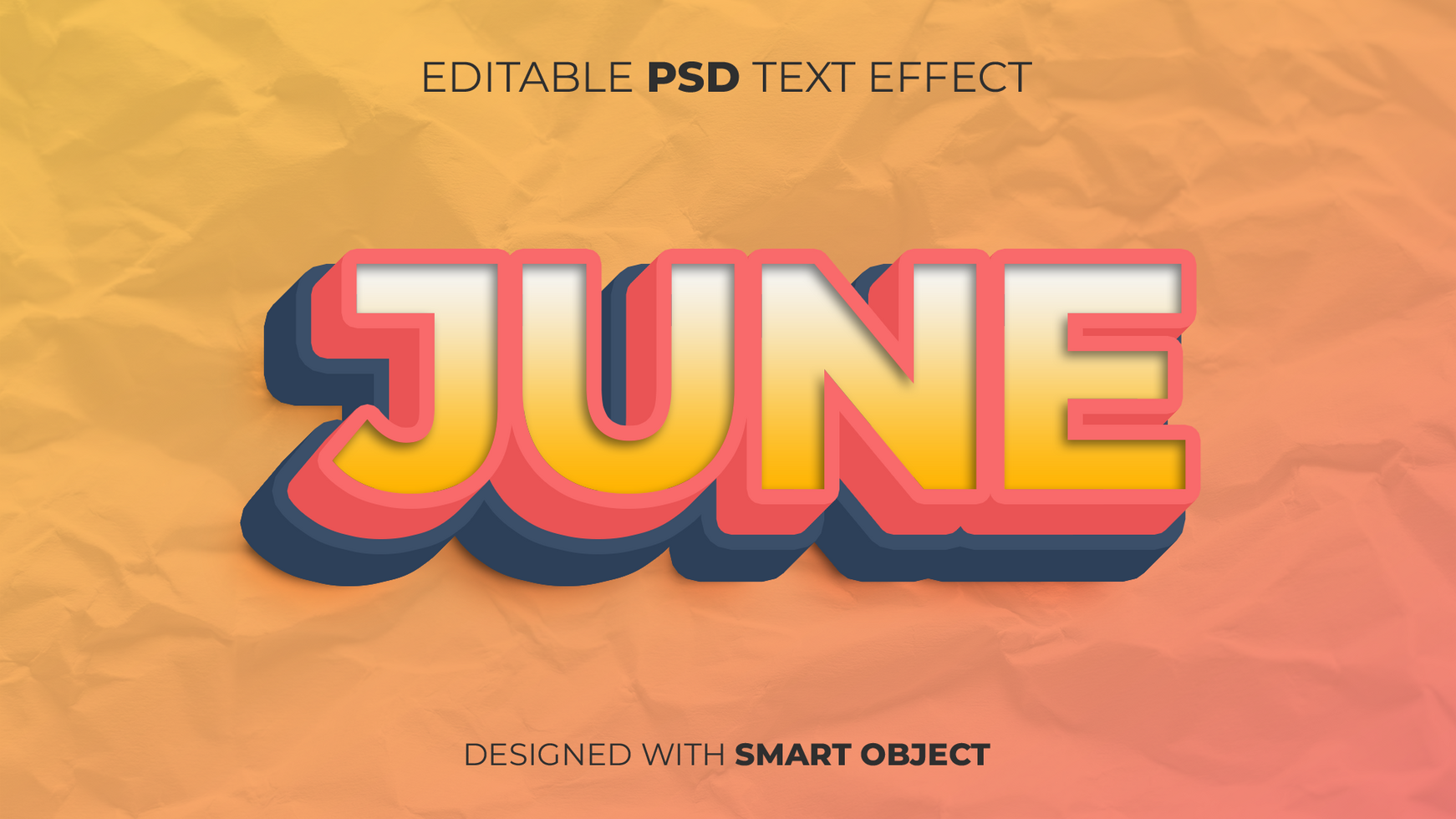 Text Effect of June Editable for Title, Copy, Poster, Event, Marketing, 3D Text, Caption, Style psd