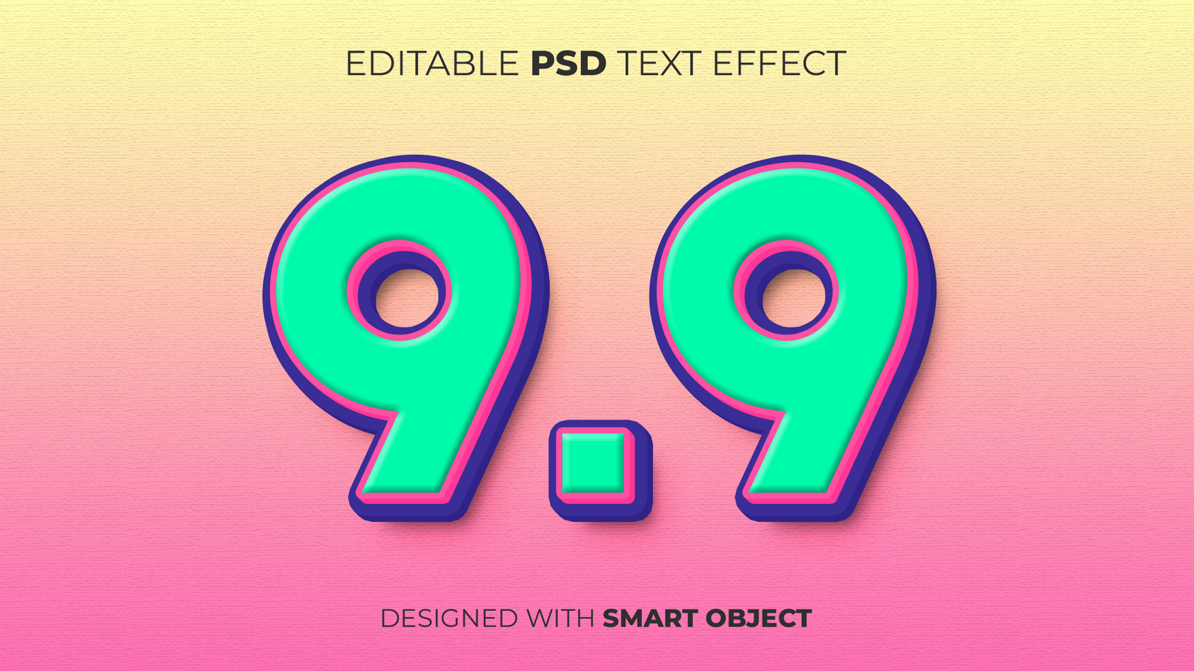 Text Effect of 9.9 Sale Discount Voucher Offer Deal Ads Advertisement Marketing for Title, Copy, Poster, Discount, etc psd