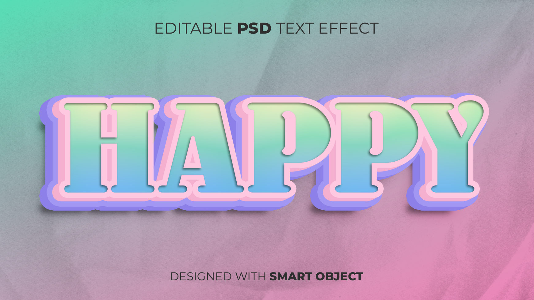 Text Effect of Happy Editable for Title, Copy, Poster, Event, Marketing, 3D Text, Caption, Style psd