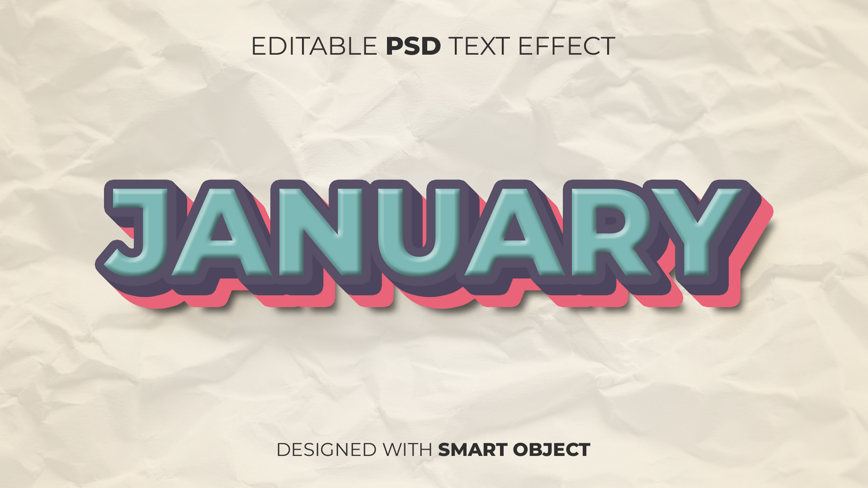 Text Effect of January Editable for Title, Copy, Poster, Event, Marketing, 3D Text, Caption, Style psd