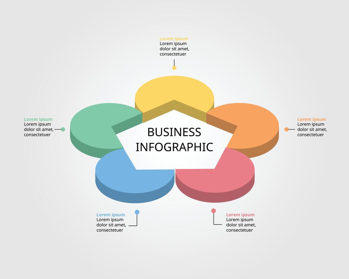 pentagon shape template for business infographic for presentation for 5 element vector