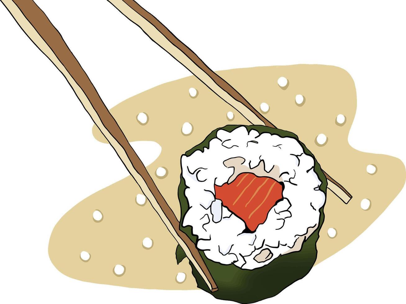 Sushi And The Chopstick vector