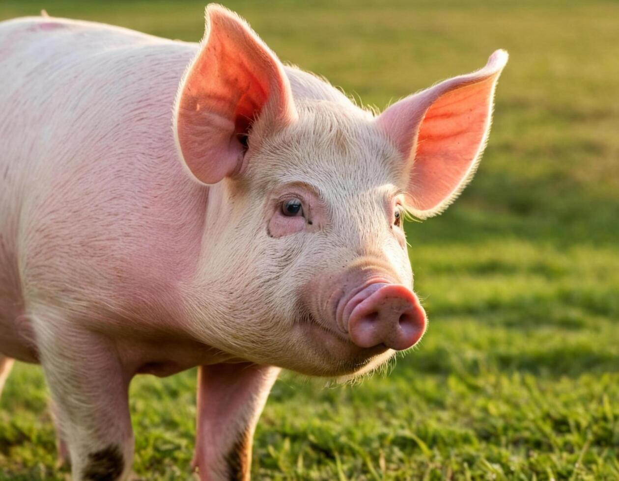 Adorable Piglet in a Sunny Pasture photo