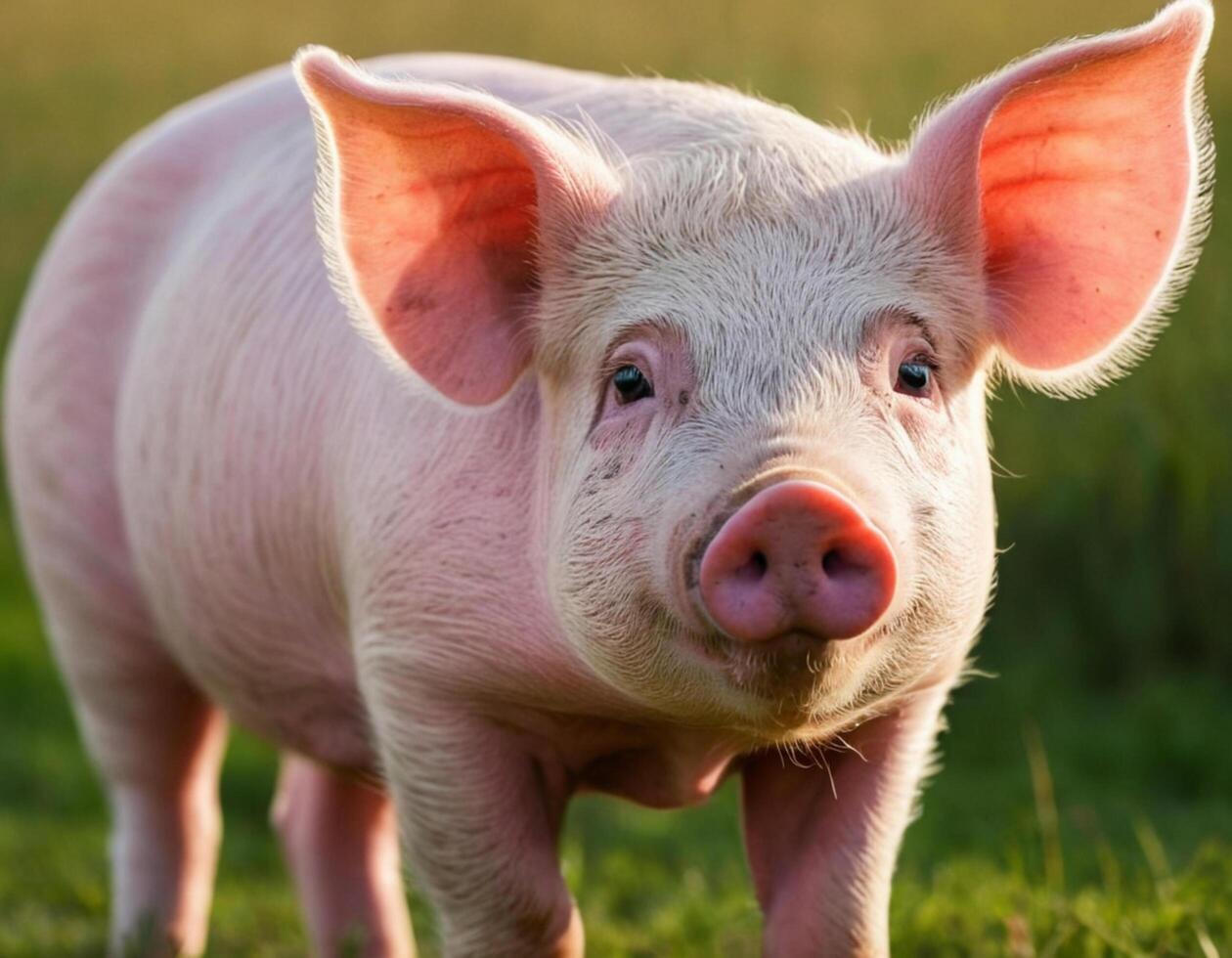 Adorable Piglet in a Sunny Pasture photo