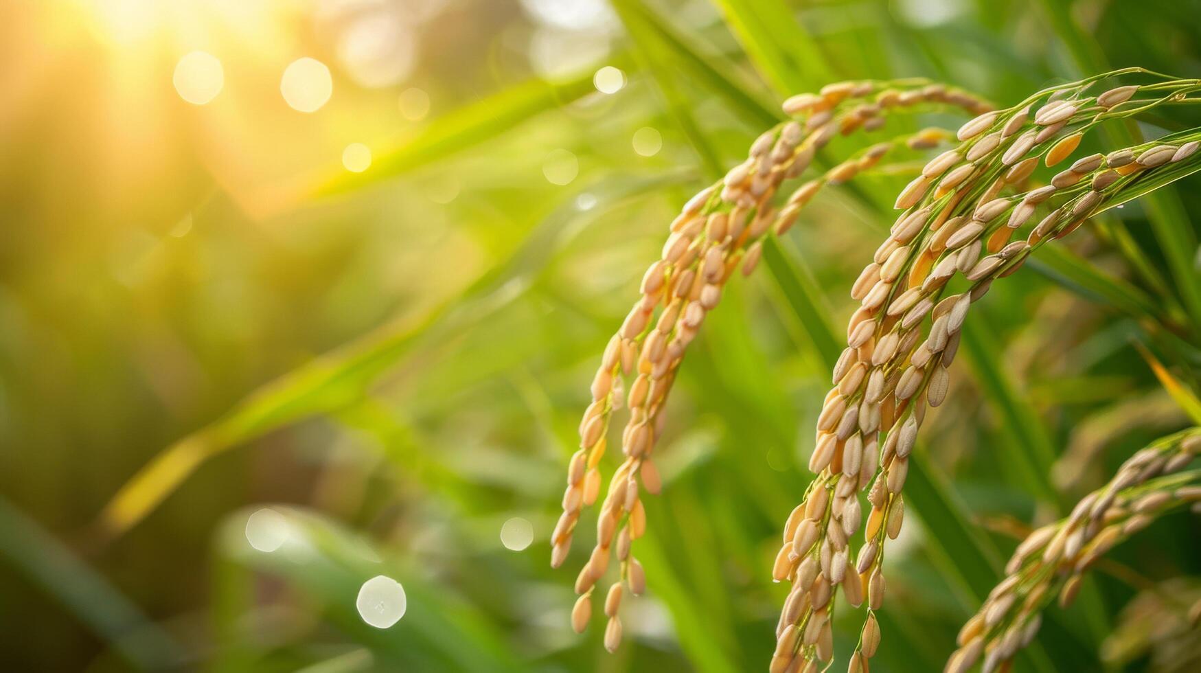 Golden Rice Crops in a Lush Green Field photo