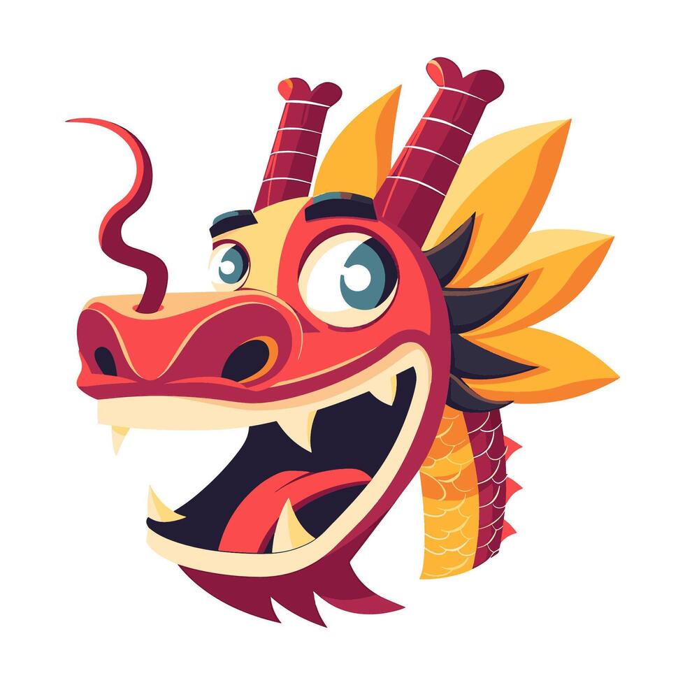 Cute cartoon dragon head vector