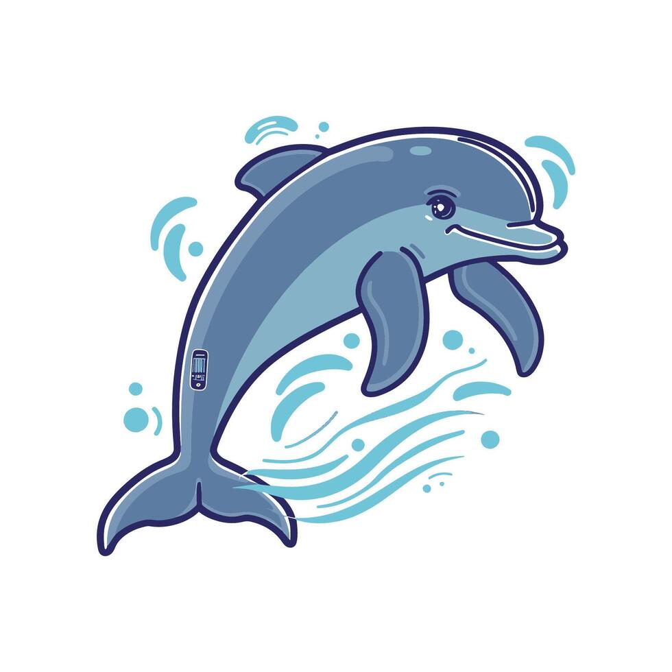 A dolphin with a digital fin vector