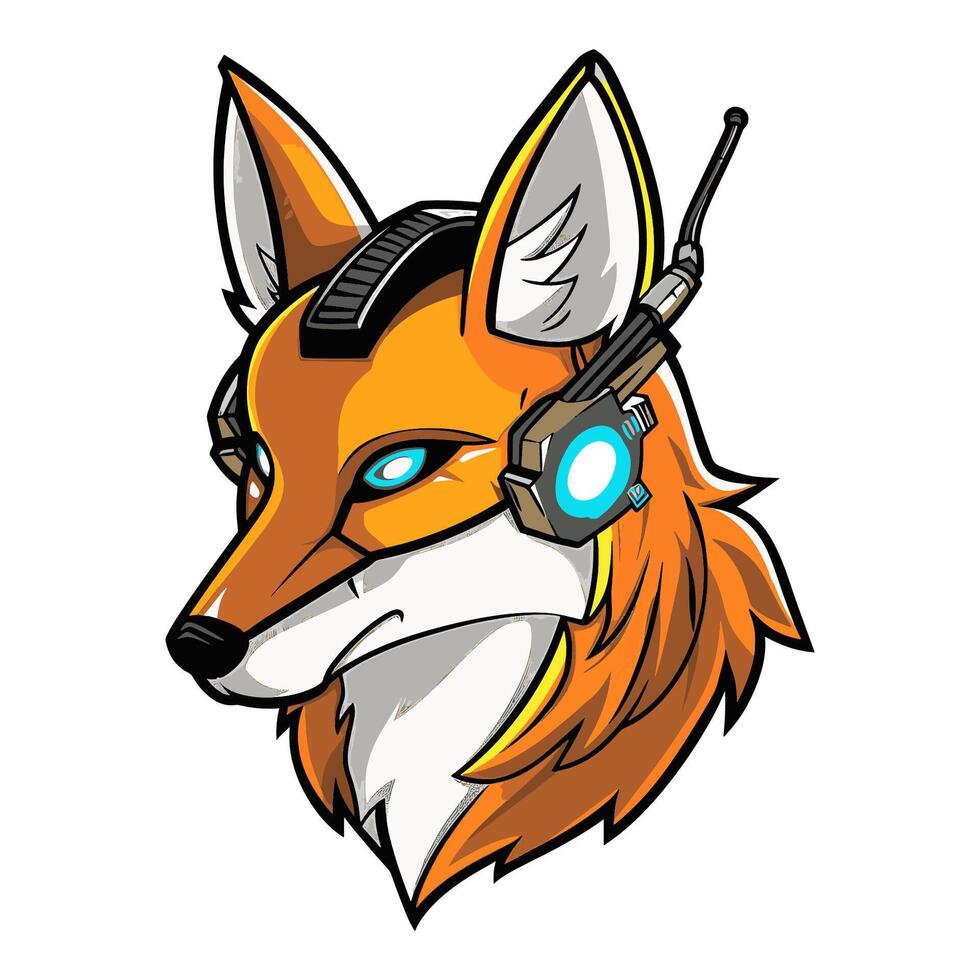 A fox with orange metallic fur and electronic ears vector