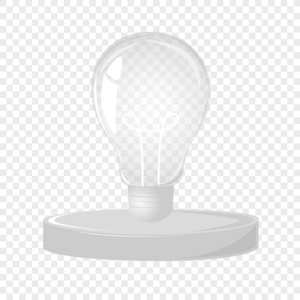 Light bulb with cylinder pedestal podium. Electric lamp. Template creativity idea business innovation. illustration vector