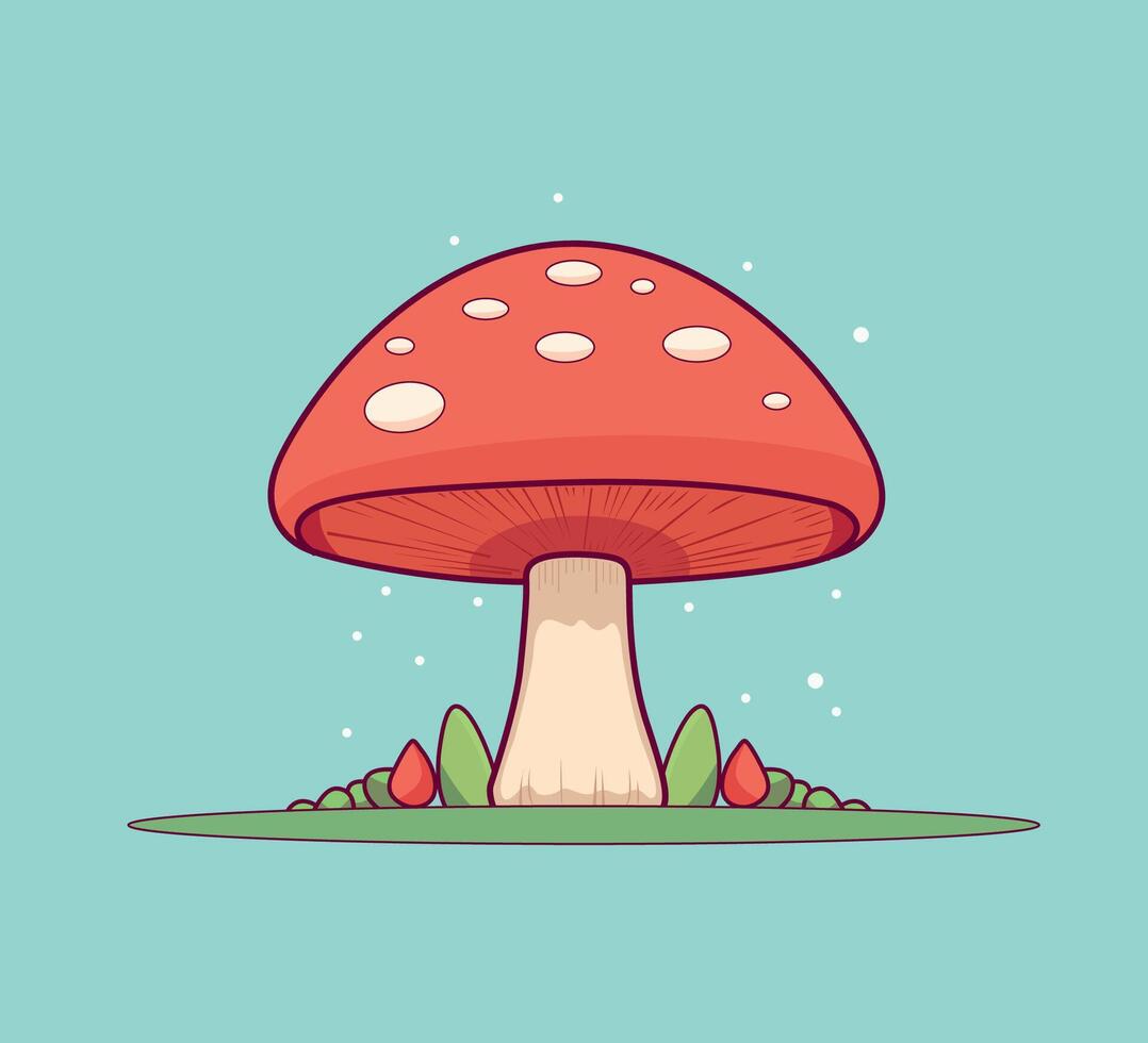 mushrooms in the grass illustration vector