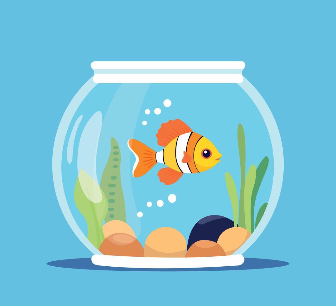 aquarium with fish illustration vector