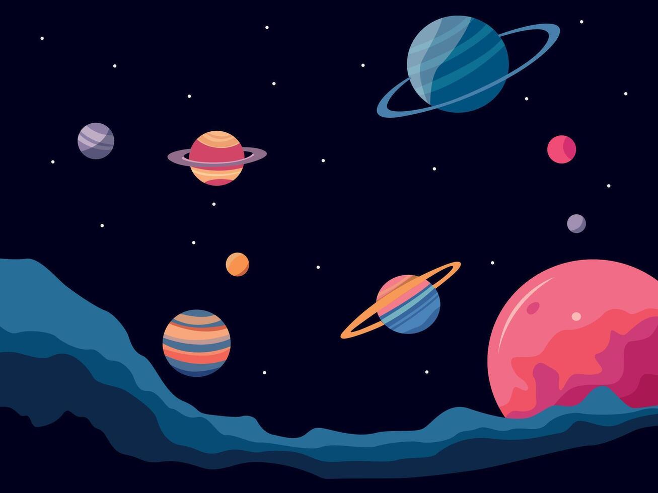 space and galaxy landscape design vector