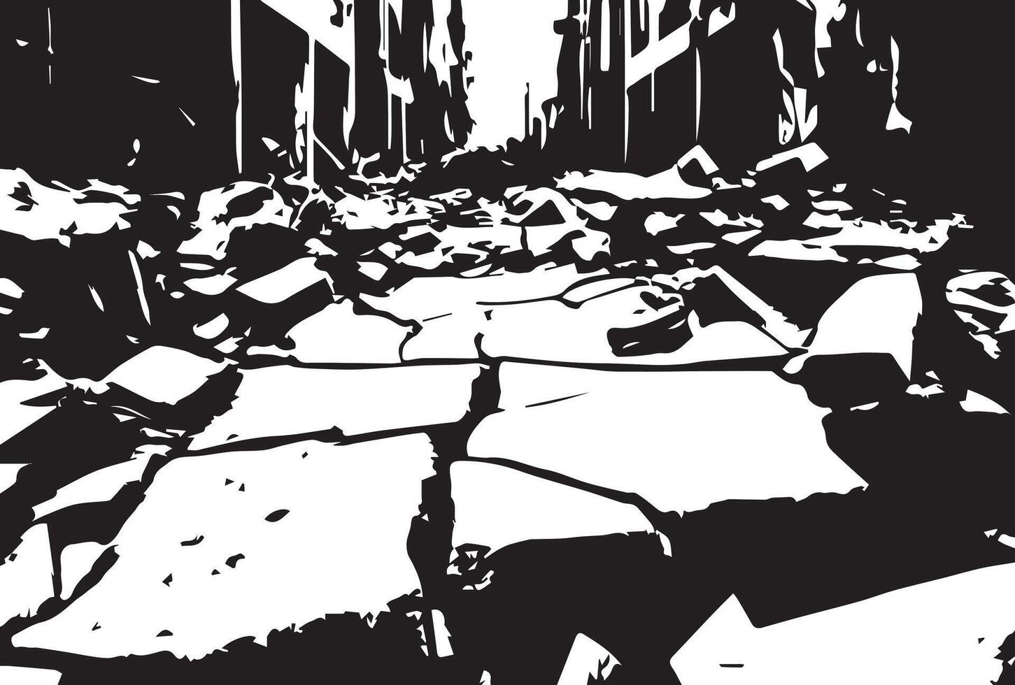 Black and white cement cracked grunge background texture vector