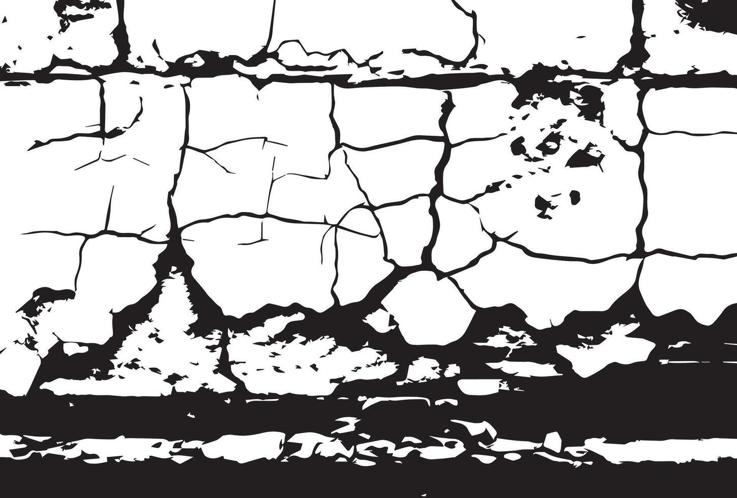 Black and white cement cracked grunge background texture vector