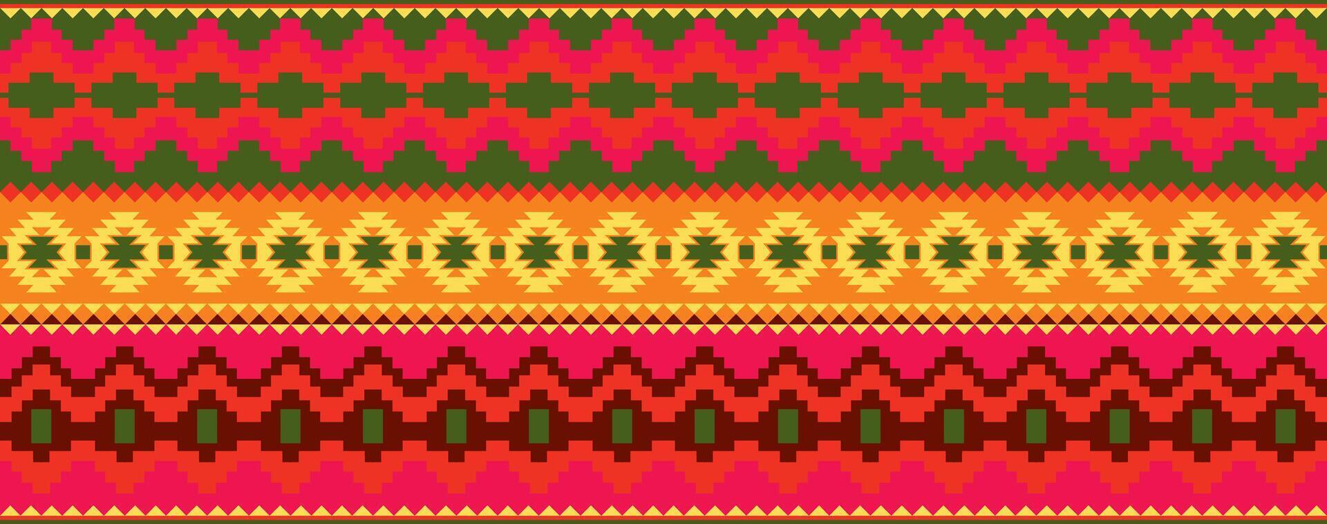 seamless colored border ornament. Native American tribes frame. vector