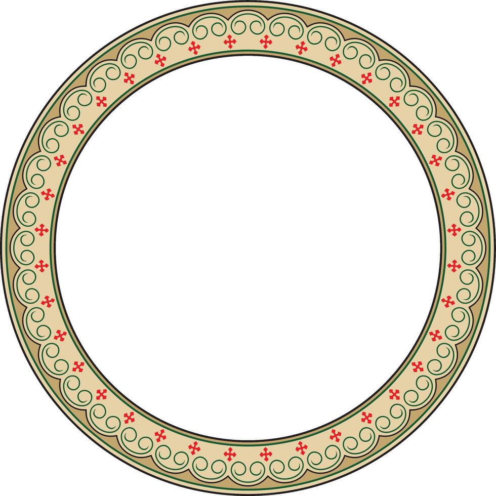 colored round Yakut ornament. Endless circle, border, frame of the northern peoples of the Far East. vector