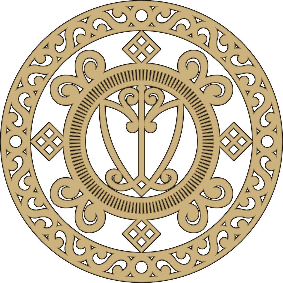 golden Yakut ornament, amulet Fox nose. Talisman for wealth and business success. Patterns of the peoples of the Far North, Asia, Siberia, tundra, taiga, Far East. vector