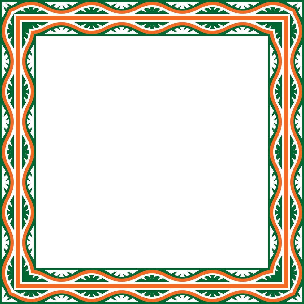 colored square national Indian ornament. Rectangle, border, ethnic Hindu frame. vector