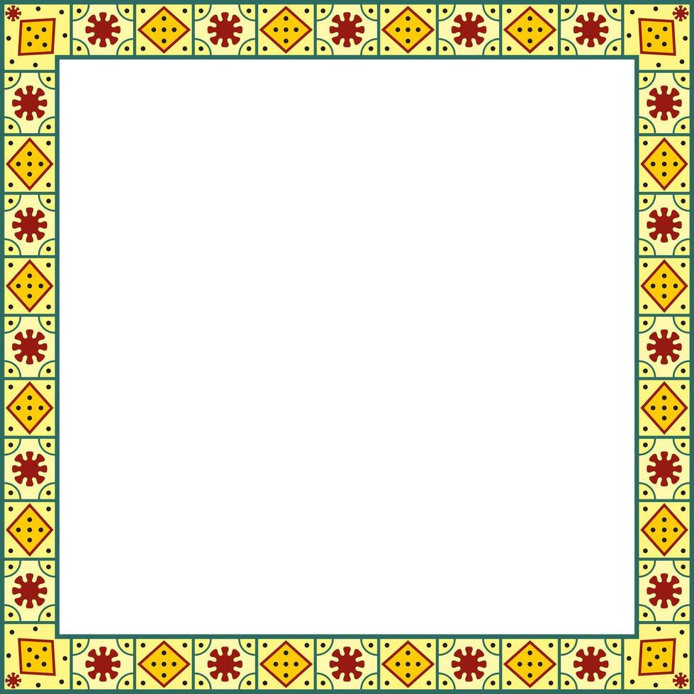 square colored border, frame, Pompeii. Rectangle Neopolitan ornament. Art of Ancient Rome. Template for stained glass vector