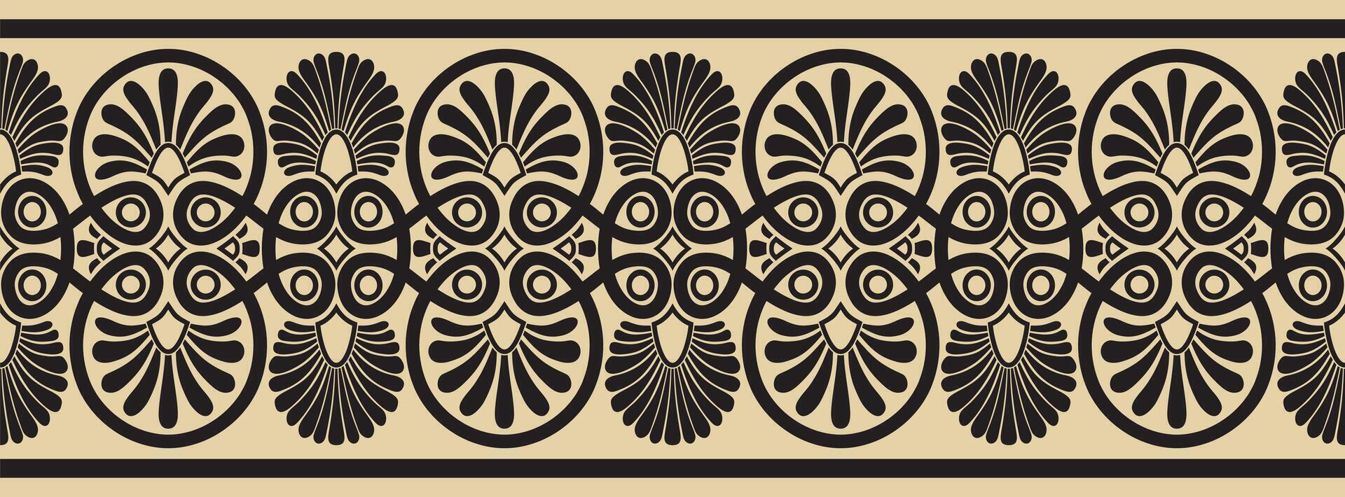 golden and black seamless ornament of ancient Greece. Classic Endless pattern frame border Roman Empire. vector