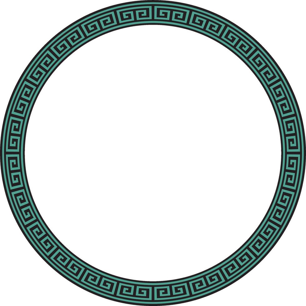 round green and black classic frame. Greek meander. Patterns of Greece and ancient Rome. Circle european border vector