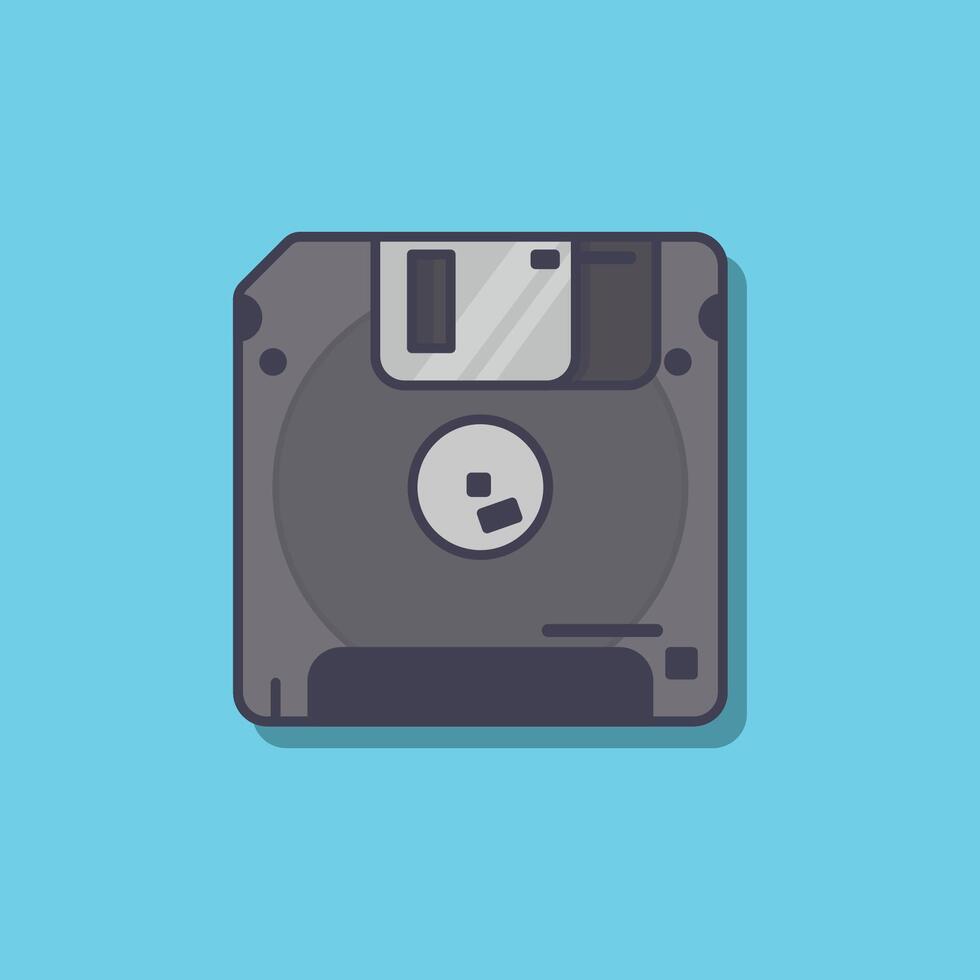 90s floppy disk. Bright multicolour hand drawn object. Illustration in trendy flat style vector