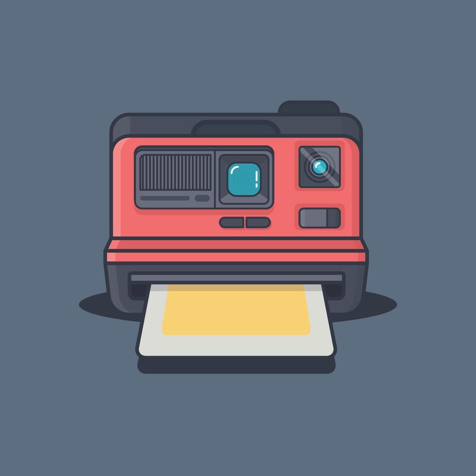Vintage instant camera icon in line style icon, isolated on white background vector