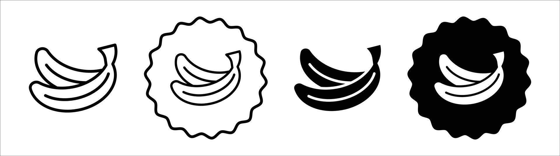 Banana icon set collection. Banana Outline flat Icon. vector