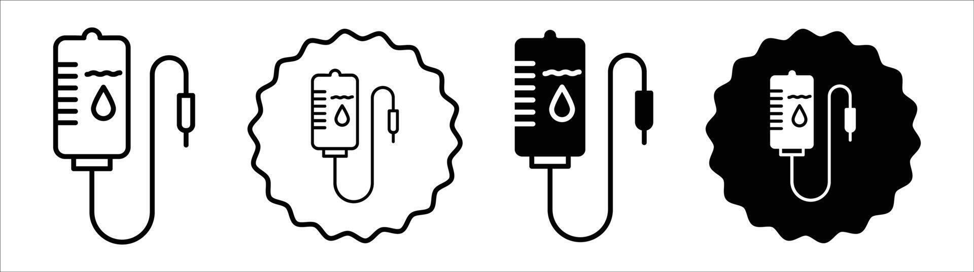 Blood bag icon set collection. Blood bag Outline flat Icon. vector