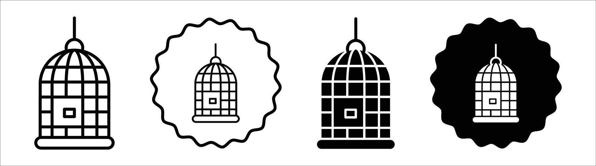 Bird cage icon set collection. Bird cage Outline flat Icon. vector