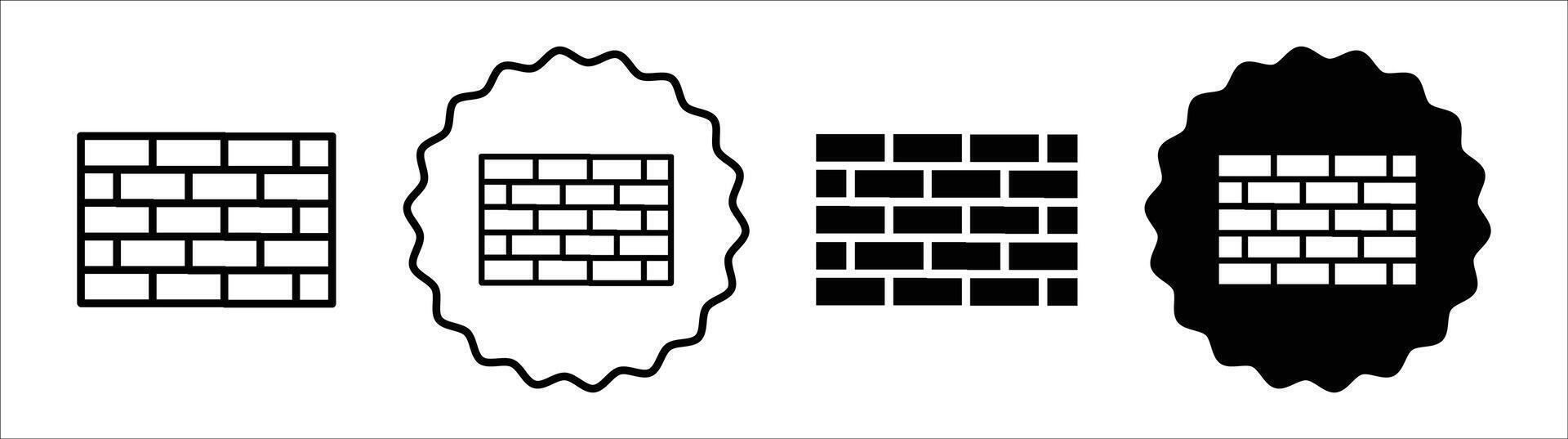 Brick wall icon set collection. Brick wall Outline flat Icon. vector