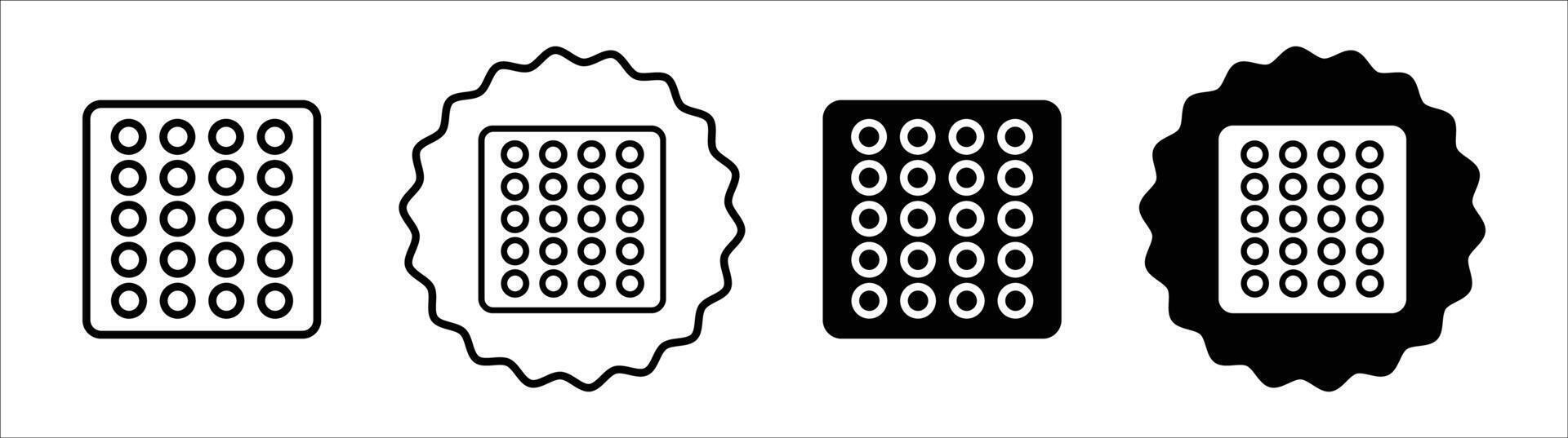 Bubble wrap icon set collection. Bubble wrap Outline flat Icon. vector