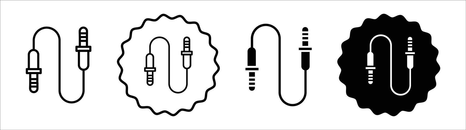 Audio Cable icon set collection. Audio Cable Outline flat Icon. vector