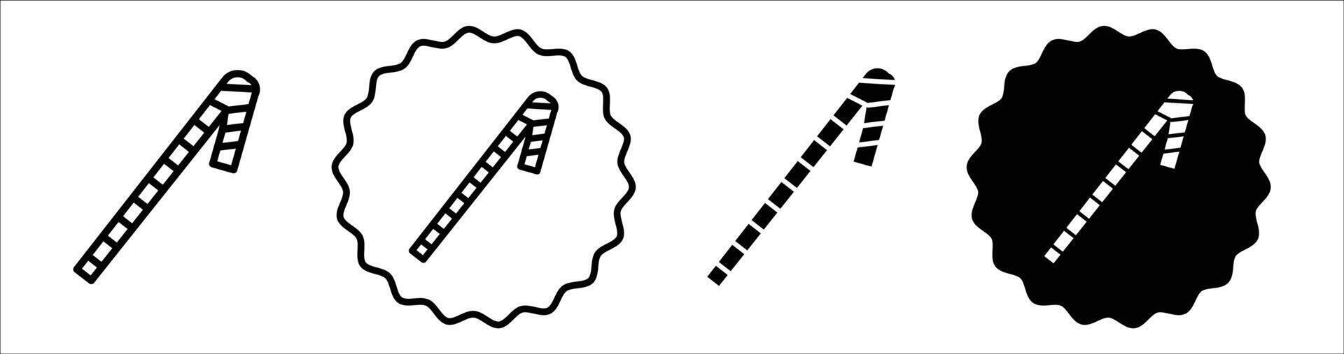 Candy Cane icon set collection. Candy Cane Outline flat Icon. vector