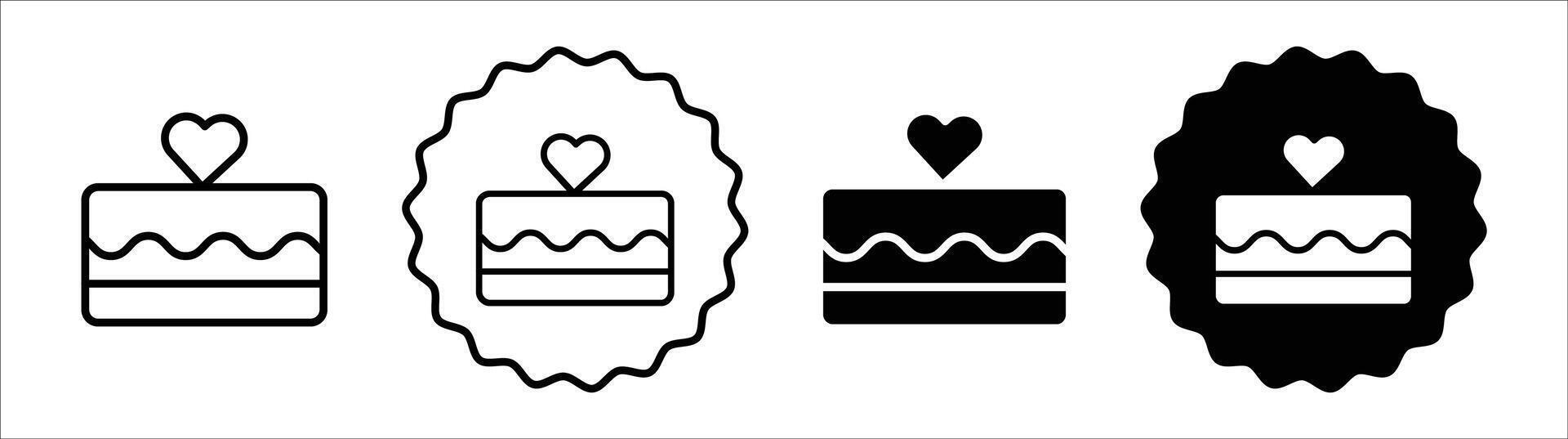 Cake icon set collection. Cake Outline flat Icon. vector