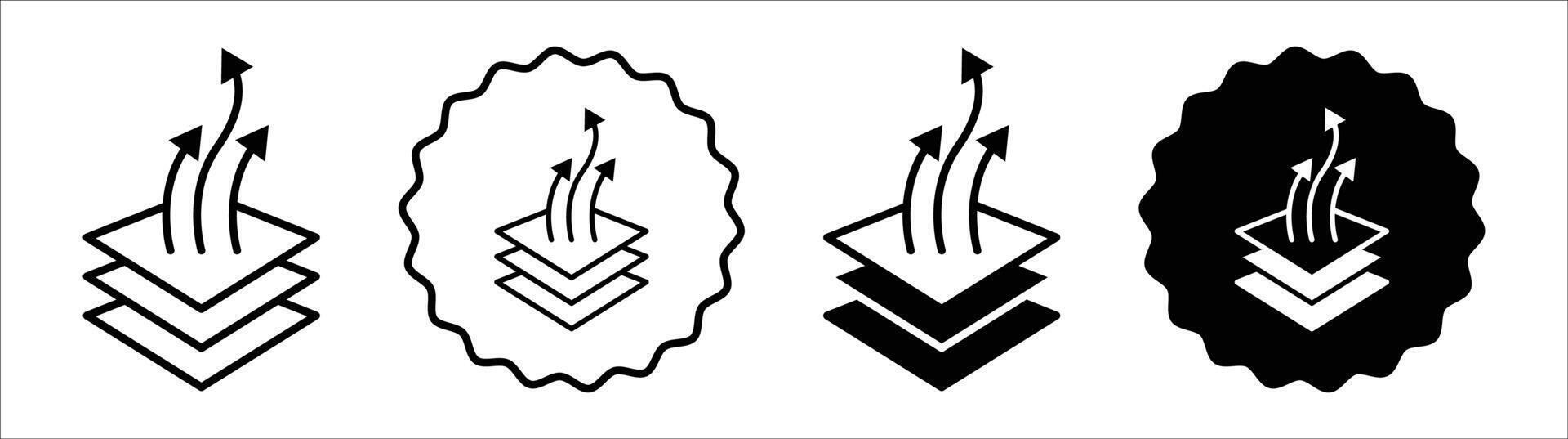 Breathable fabric icon set collection. Breathable fabric Outline flat Icon. vector