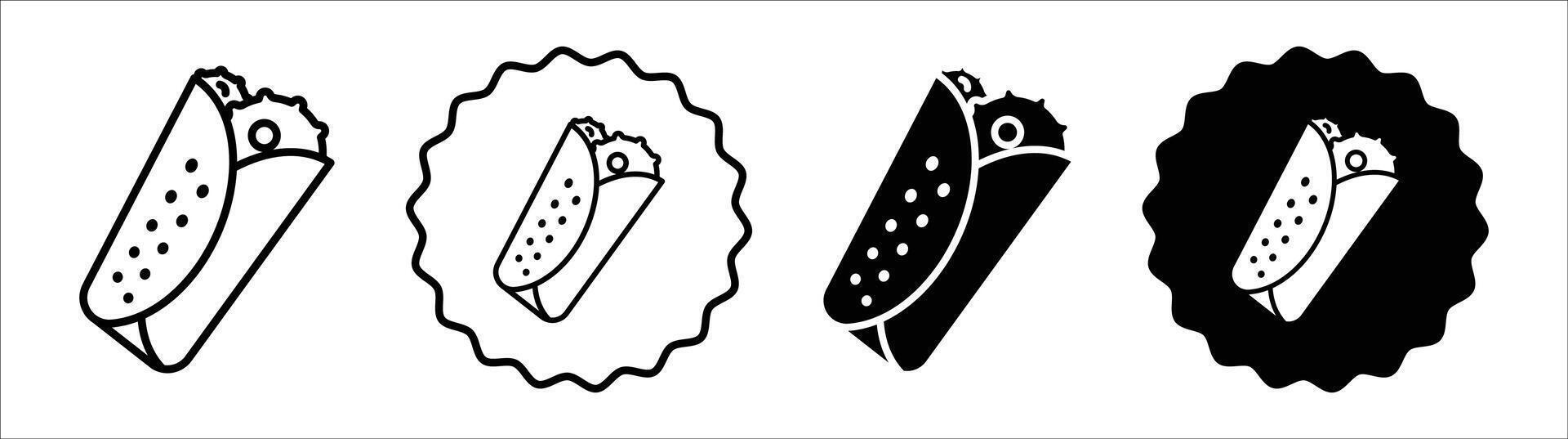 Burrito icon set collection. Burrito Outline flat Icon. vector