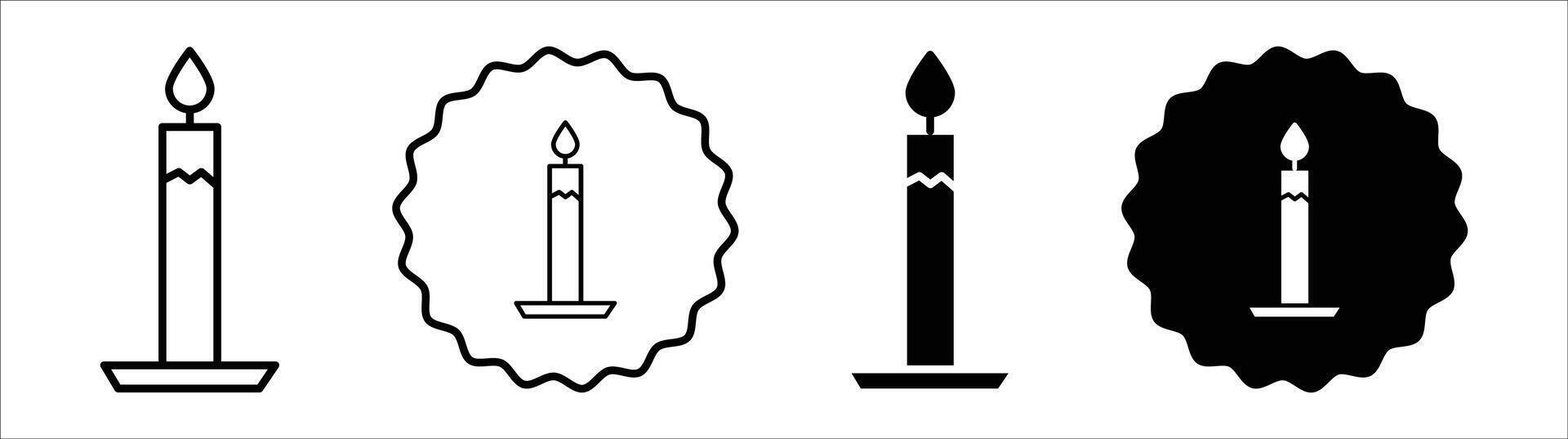 Candle icon set collection. Candle Outline flat Icon. vector