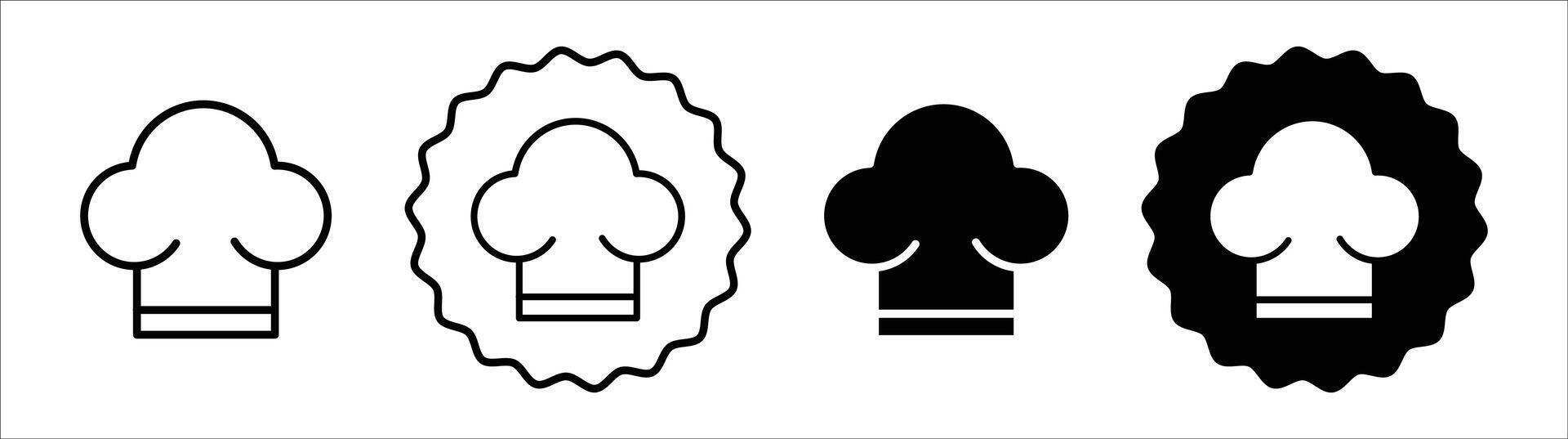 Chef hat icon set collection. Chef hat Outline flat Icon. vector