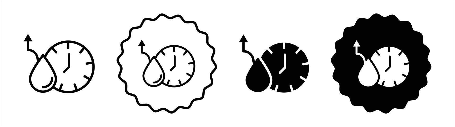 Dry time icon set collection. Dry time Outline flat Icon. vector