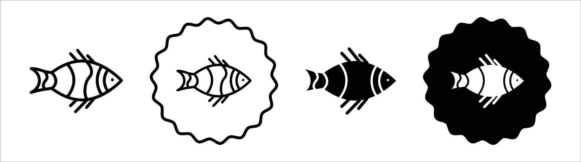 Clownfish icon set collection. Clownfish Outline flat Icon. vector