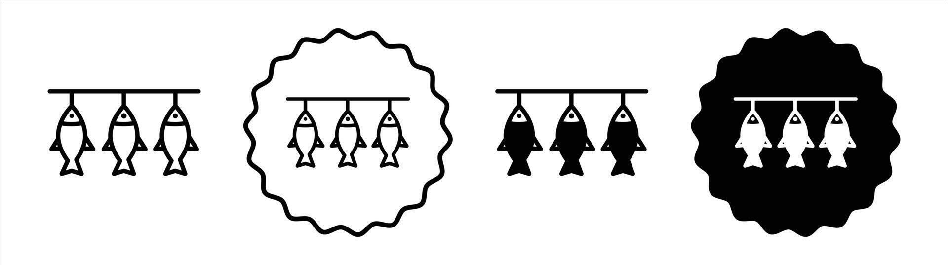 Dried fish icon set collection. Dried fish Outline flat Icon. vector