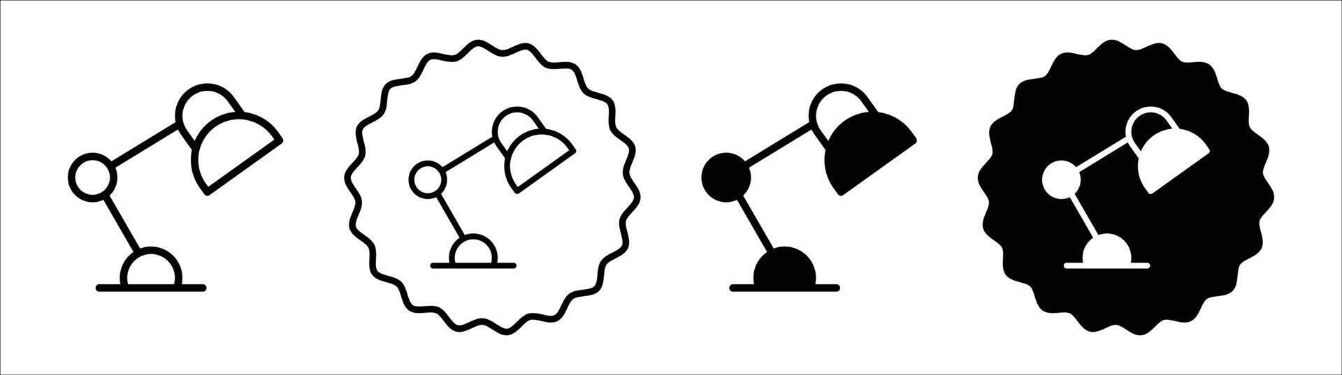 Desk lamp icon set collection. Desk lamp Outline flat Icon. vector